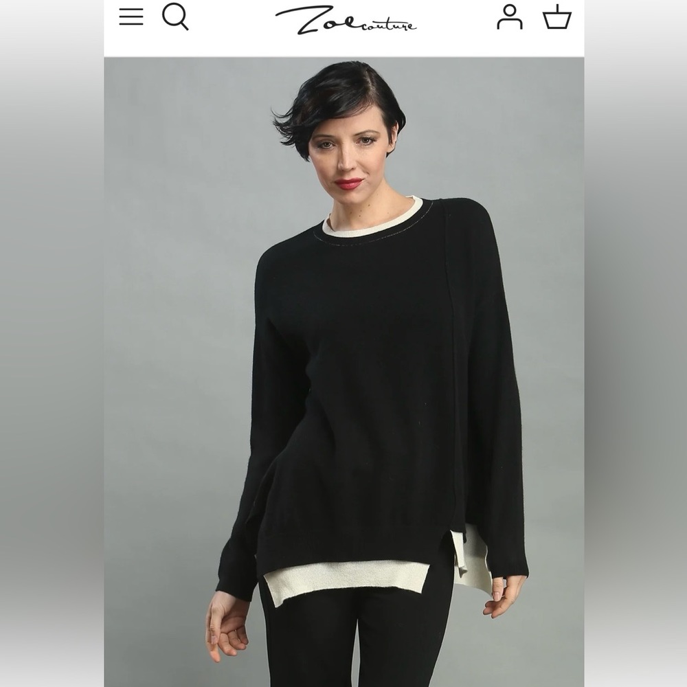 Zoe Couture two-fer crew neck sweater 100% cashmere women’s size L